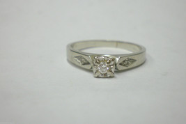 Vintage 14k White Gold Diamond Engagement Ring Sz 8.75 Ladies 3g .10ct 9... - £117.46 GBP