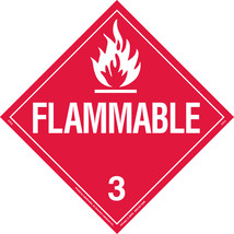 FLAMMABLE 3 Pictogram Placard Sign 10.75 polycoated tagboard Vehicle BRA... - $22.53