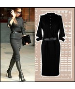 Victoria Beckham Designer Black Denim Executive Half Sleeved Midi Dress ... - £63.90 GBP