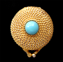  Vintage Estee Lauder Solid Perfume Compact Gold tone Turquoise Stone  - £23.70 GBP