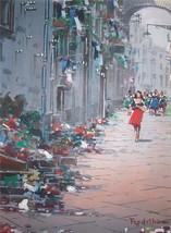 LISTED Signed Mario Ferdelba European Art Street Scene Vintage Painting Italy #1 - £1,695.37 GBP