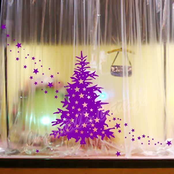 Adesivi albero Natale e stelle decorazione parete grande finestra vetrina parete - $15.85 - $30.23