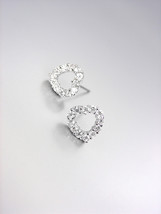 Shimmery 18kt White Gold Plated Cz Crystals Dainty Petite Heart Post Earrings - £12.67 GBP