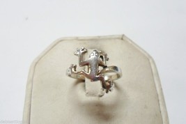 925 Sterling Silver Climbing Tree Frog Ring Sz 7 Ladie&#39;s 2.3g - £11.95 GBP