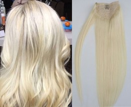 18inches 100% Human Hair, Wrap Around Ponytail Hair Extensions # 60 White Blonde - $54.45