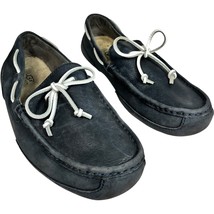 UGG Chester Men&#39;s Navy Leather Sheepskin Moccasin Loafers Slip On size 10 - $45.42 CAD