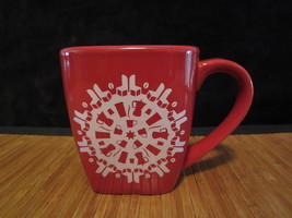 2004 Starbucks Red Holiday Snowflake Coffee Mug Tea Cup Square Shape Christmas - £11.98 GBP