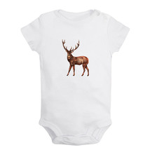Animal Moose Pattern Romper Baby Bodysuits Newborn Jumpsuits Infant Kids Outfits - £8.39 GBP