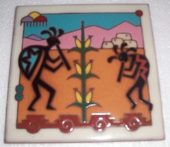 Masterworks Handcrafted Art Tile Kokopelli Ceramic - £28.40 GBP