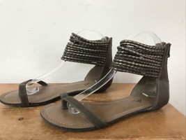 MIA Kios Synthetic Vegan Faux Leather Bronze Zip Up Gladiator Sandals 7 ... - £21.22 GBP