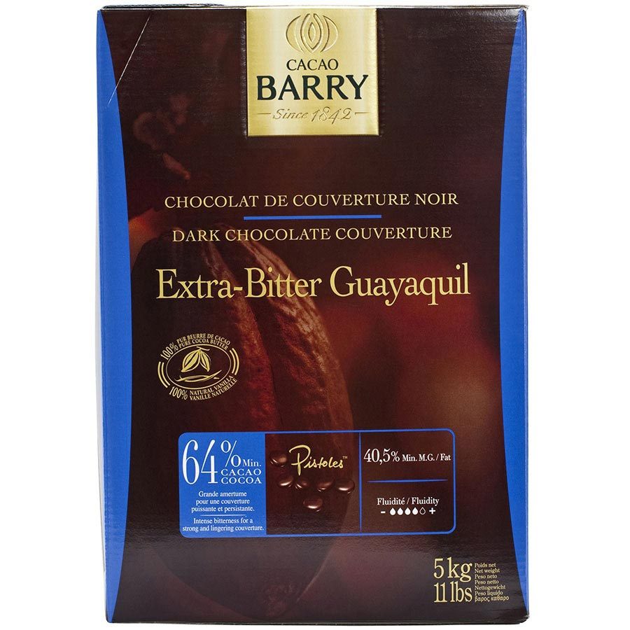 Cacao Barry Dark Chocolate - 64% Cacao - Extra-Bitter Guayaquil - 11 lb box of p - £121.86 GBP