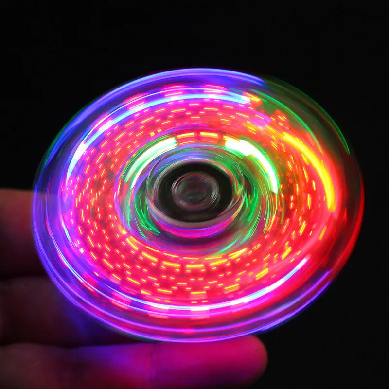 Play A LED Light Luminous Fidget Spinner Transparent Pattern Changes Hand Spinne - £23.18 GBP