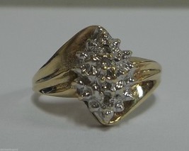 10k Yellow Gold Diamond Cluster Ring Sz 5.5 Girl&#39;s 1st Beautiful Ladie&#39;s CID Cly - £97.21 GBP