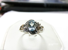 10k White Gold 1ct. Blue Topaz Ladies Sz 9.5 Ring Beautiful Oval Solitaire 2.7g - £94.89 GBP