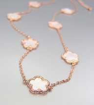 Elegant 18kt Rose Gold Plated Mother Of Pearl Shell Clover Clovers Necklace - $29.99
