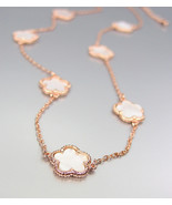 ELEGANT 18kt Rose Gold Plated Mother of Pearl Shell CLOVER CLOVERS Necklace - $29.99