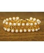 Vintage Costume Jewelry AVON Gold Tone Fancy Link Faux Pearl Bracelet 7&quot;... - £13.32 GBP
