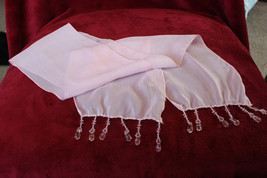 Sheer Pink Scarf w/ Beaded Tassles - $9.99