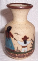 Miniature Tonala Mexico Native Latino Pottery Art Vase - £33.09 GBP