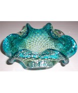 Murano Hand Blown Turquiose Blue Bullicante Stardust Designed Glass Display - $208.03 CAD
