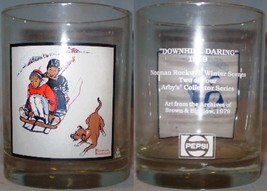 Pepsi Glass Arby&#39;s Norman Rockwell Winter Scenes Downhill Daring - £3.99 GBP