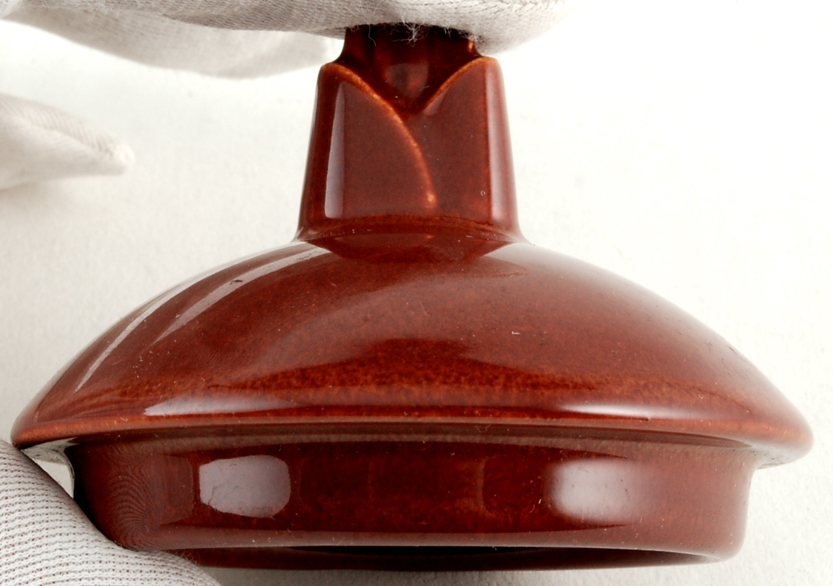 Orphan Round Pottery Lid Dark Red/Brown Color with "4-Fingered" Finial Item image 4