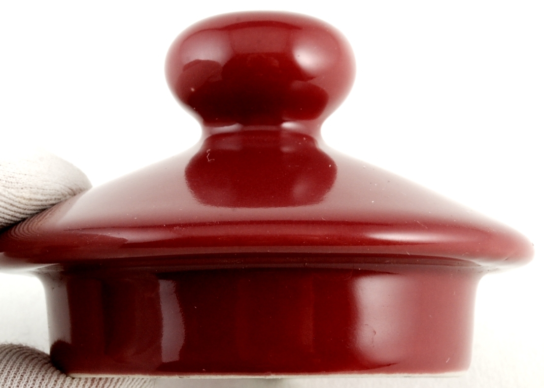 Lid Round Pottery Burgundy Color Perhaps for a Teapot Item image 3