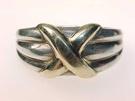 14K Yellow GOLD and STERLING Silver Ring - Precious Precious - Size 8 - $99.00