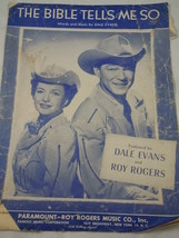 Vintage Roy Rogers The Bible Tells Me So Sheet Music - £3.15 GBP