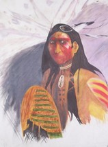 Native American Indian Warrior C. Miraglia Painting - £531.93 GBP