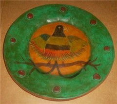 NATIVE MEXICO PHEASANT BIRD POTTERY PLATE PLATTER - $132.18