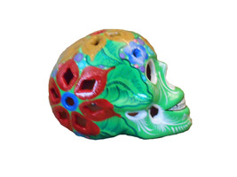 Day of The Dead DOD Medium Sugar Skull Lantern Flower Cut Out Light Gree... - $29.69