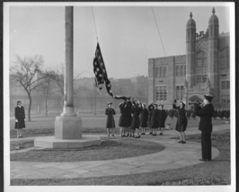 WWII US Naval Training School (WR) Bronx NY Photo #13 WAVES Raising Flag - £15.55 GBP