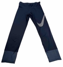 Nike Women&#39;s Dri-Fit Black Pants Gray Swish Power Capri Leggings Size XS - £14.00 GBP
