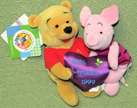 Disney Store Pooh Piglet Heart B EAN Bag Friendship Day Plush With Tags Hook Loop - £7.47 GBP