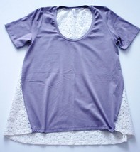 Zinke Loungewear Sleepwear Pajama Lavender Top Back Lace Off White M Free Ship - $102.56