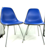 1970s Set of Two Herman Miller Eames DSX Dining Chairs with H Bases Blue - $965.25