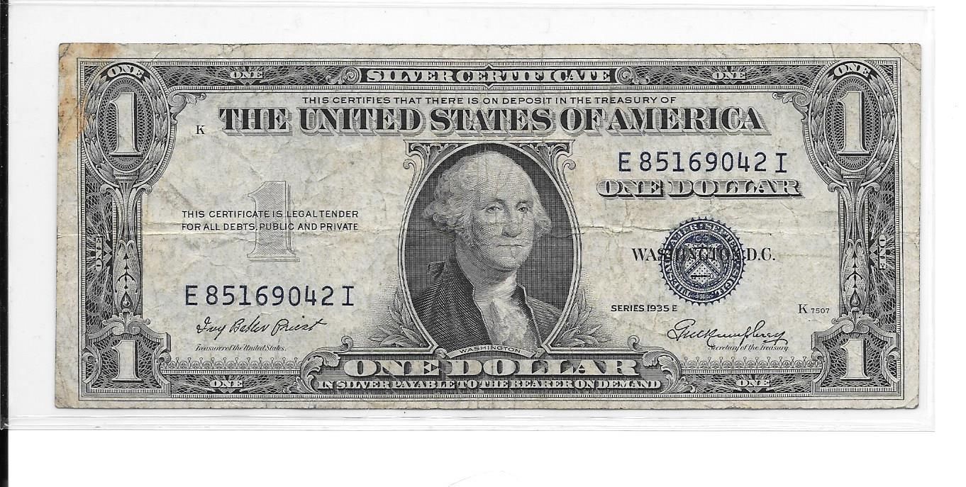 $ 1.00 - 1935 E Silver Certificate - # 69042 I - $3.84
