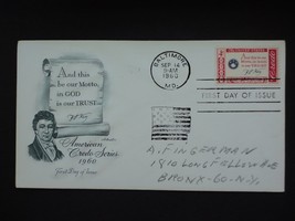 1960 In God is Our Trust First Day Issue Envelope Stamp Francis Scott Ke... - $2.50