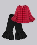 $30 A.T.U.N. Windowpane Ruffle-Sleeve Tracy Tunic Flare Pants 1-2 Years ... - $26.13