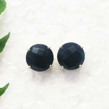 Natural BLACK ONYX Gemstone Earrings, Birthstone Earrings, 925 Sterling Silver E - £19.38 GBP