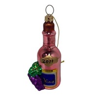 Silvestri Ornament Purple Glass Wine Bottle Vino 2011 Hand blown Glass 4.25 in  - £4.32 GBP