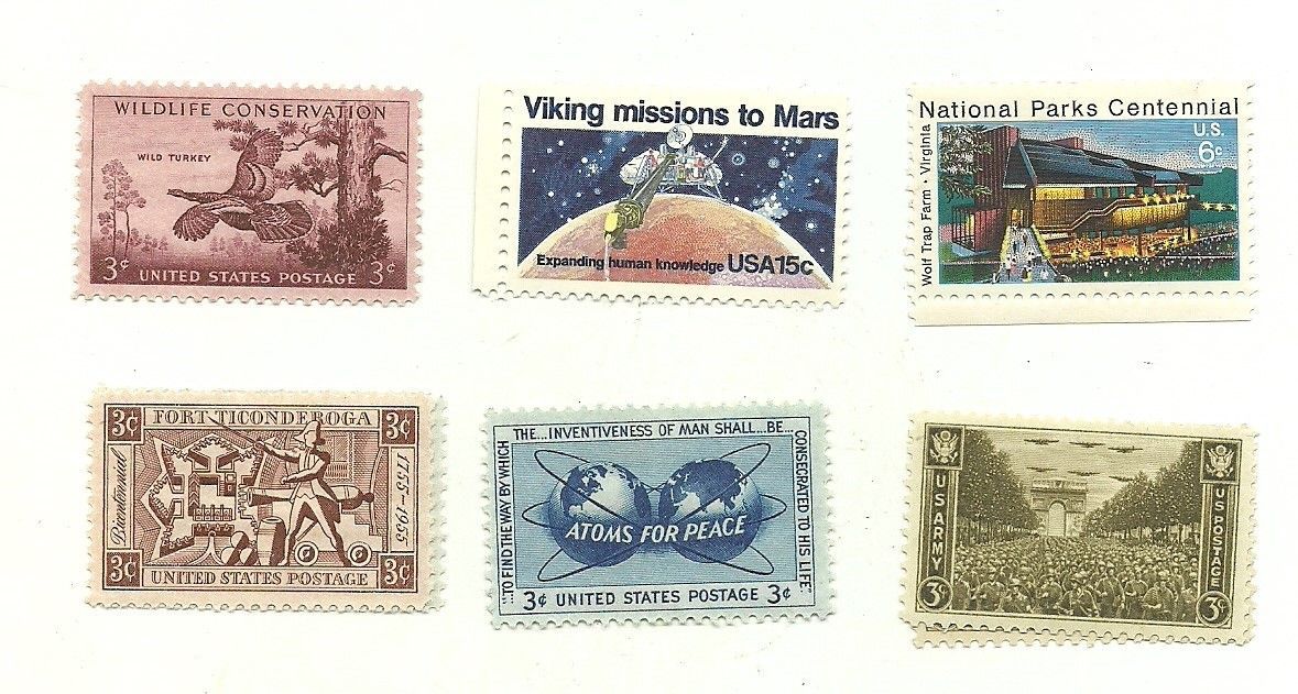 Large Estate Collection - Six Different Old Stamps W/ Commemoratives - MNH - # 1 - $2.88