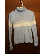 Derek Heart Stretch Turtleneck Sweater Lt. Blue w/ White Stripes size Jr... - $8.99