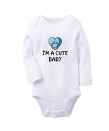 I&#39;m A Cute Baby Funny Print Baby Bodysuits Newborn Rompers Infant Long J... - £9.41 GBP