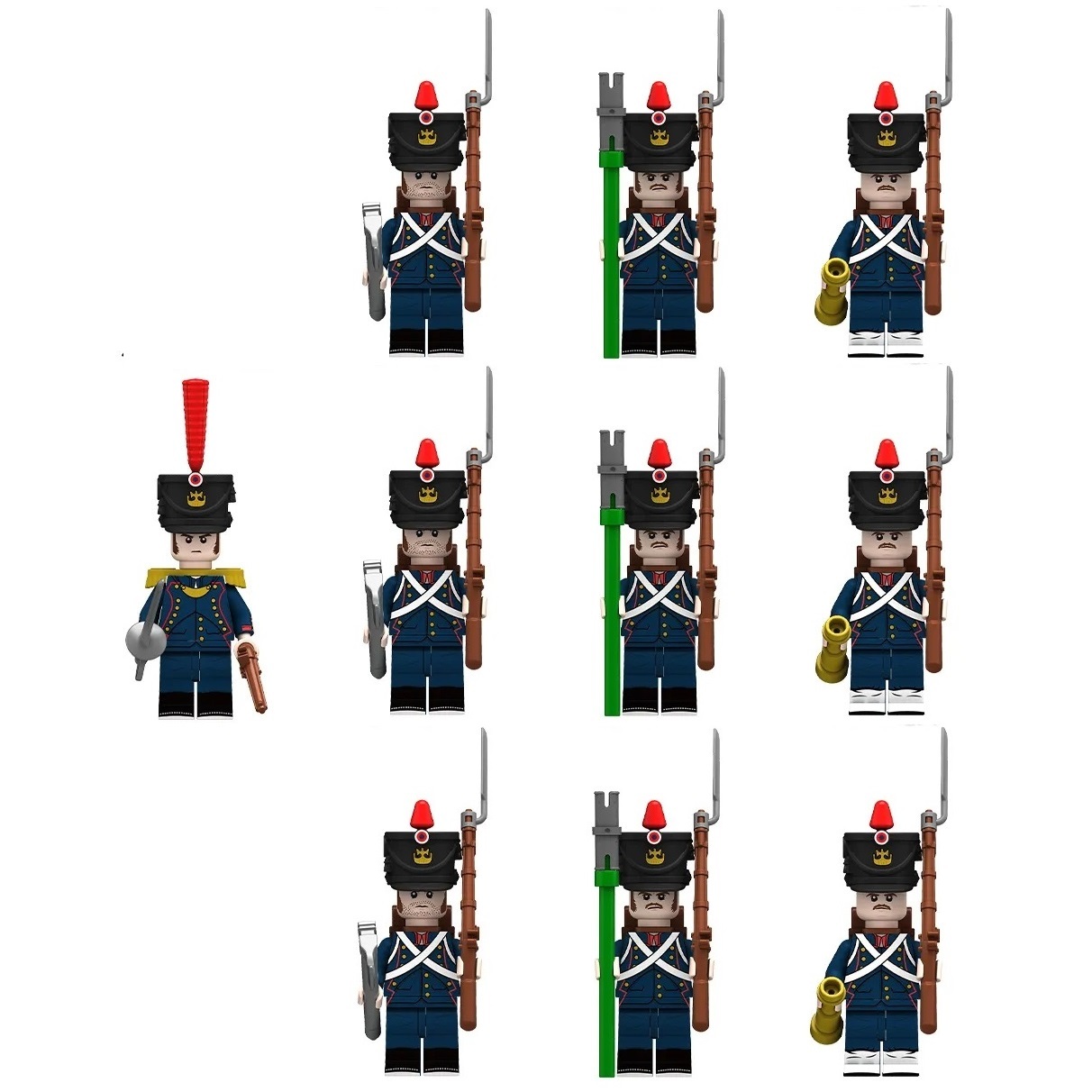 French Artillery Soldiers Napoleonic Wars 10pcs Minifigures Building Toy