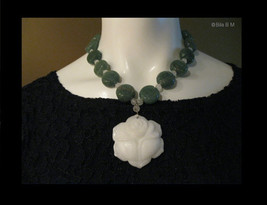 CARVED JADE NECKLACE - One of A Kind - FREE SHIPPING - £263.88 GBP