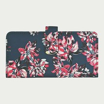 Time And Tru Ladies Alexandra Slim Wallet Blue Floral 12 Credit Cards I.D. View - $12.48