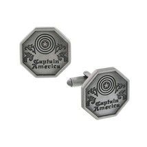 Captain America Silver Pewter Grey Octagon Shield Cuff Links - Officiall... - £27.25 GBP