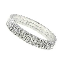 Silver Toned 3 Row Crystal Sparkle Bracelet [Jewelry] - £16.47 GBP